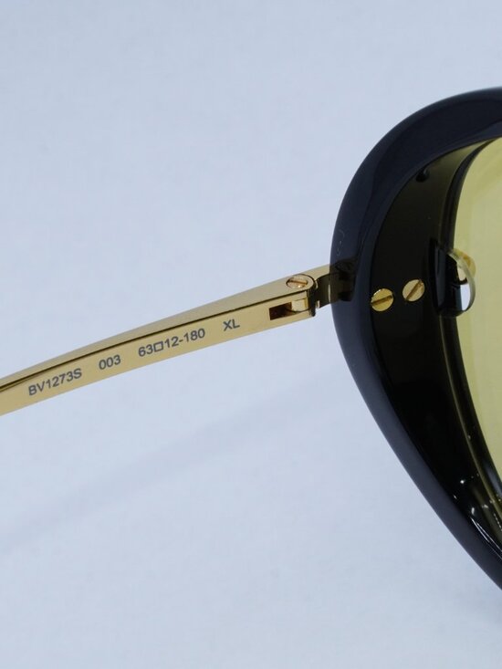 Bottega Veneta BV1273S 003 Geometric Sunglasses - Black and Gold/Yellow main image 10